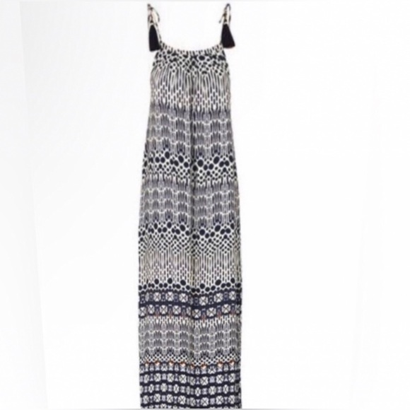 STAR MELA boho Agni print maxi dress w/adj tassel shoulder ties RE $320 M 🎉SALE - Picture 6 of 16